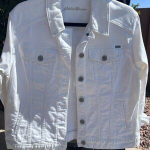 NWOT SZL Crisp White Eddie Bauer Women's Denim Jacket